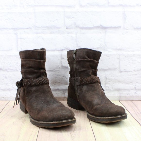 Born Abernath Brown Suede Side Zipper Fashion Ankle Boots Size 8 Medium - Picture 3 of 9